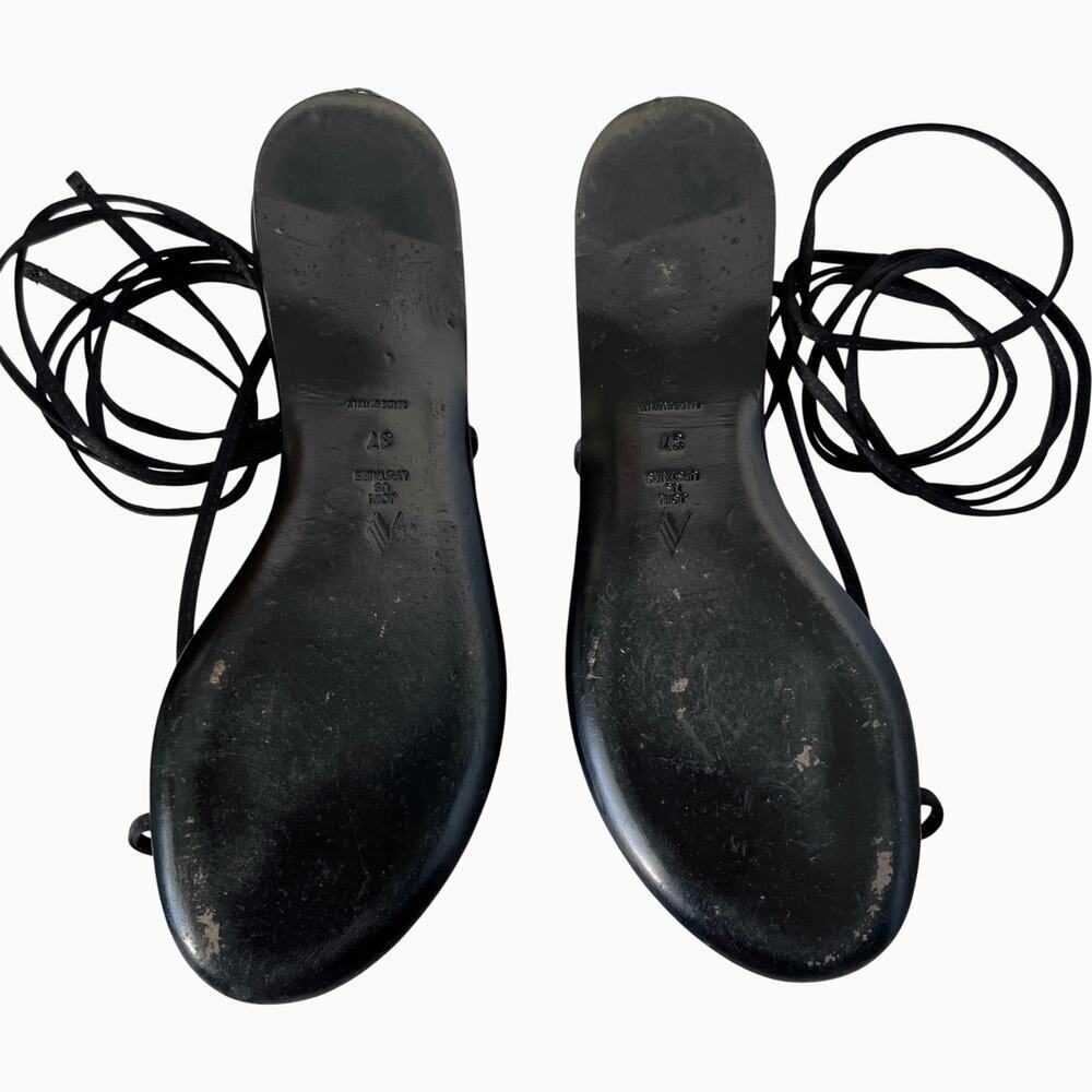 The Attico Kika Satin Lace Up Wrap Thong Sandals 37 Black Flat Italy Gladiator - Picture 4 of 8